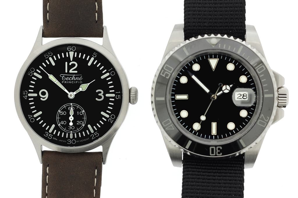A wristwatch dial sized to complement the wrist it's worn on, illustrating the case-diameter and lug-to-lug fit judged in this guide