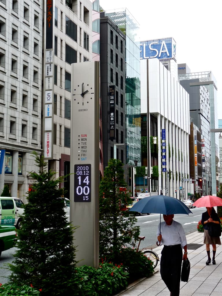 A Seiko sign in Tokyo's Ginza shopping district — illustrating the Japanese retail landscape this buying guide navigates from abroad